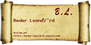 Beder Leonárd névjegykártya